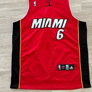 Adidas Miami Basketball Jersey - Red, Black, and Yellow - LeBron James #6